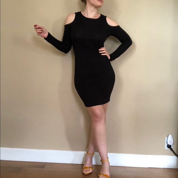 Ultra Flirt black cold shoulder side knot dress